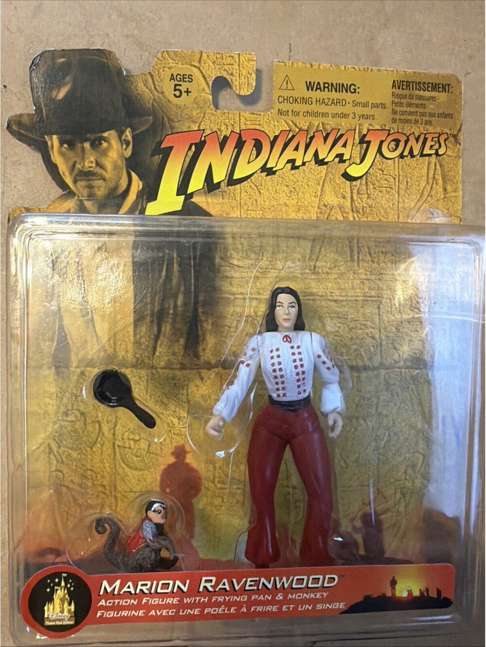 Indiana Jones Marion Ravenwood With Frying Pan & Monkey 4" Figure Disney 2003